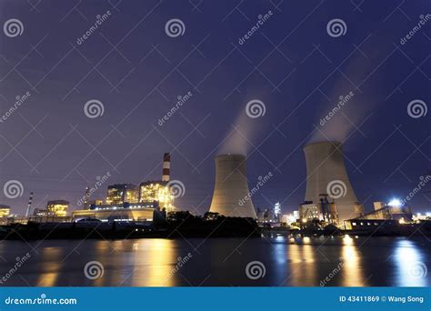 Thermal Power Plant At Night Stock Image Image Of Chimney Night