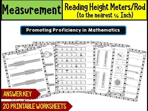 Reading Height Metersrod To The Nearest ¼ Inch Worksheet Math