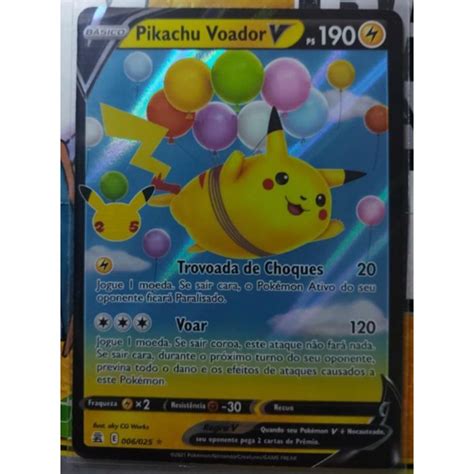 Carta pokémon Pikachu voador V 06 25 Celebrações Shopee Brasil