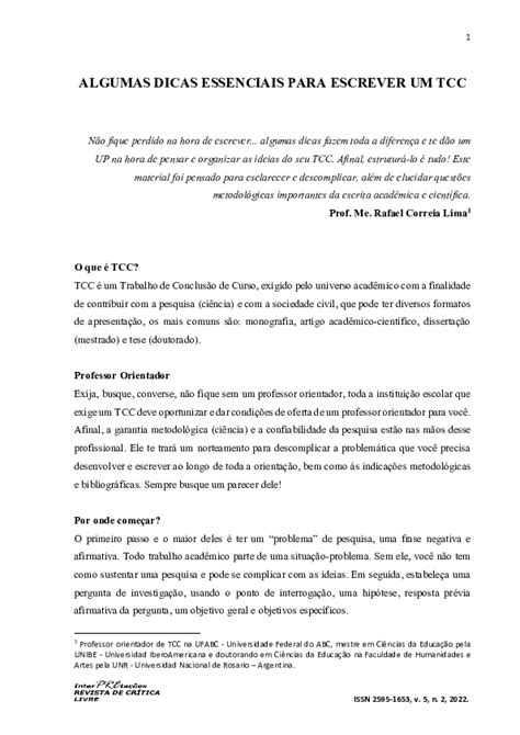 (PDF) Algumas dicas essenciais para escrever um TCC 