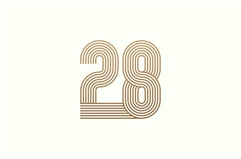 Numéro 28 Logo Monogramme Numéro 28 Logo Style Multi-lignes Utilisable ...