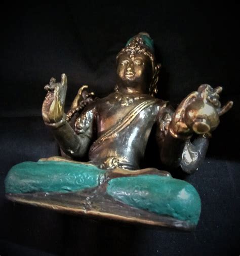 Lakshmi Goddess Statue 4 Hands Meditation Bronze Brass Hindu Etsy