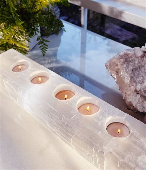 Selenite Hole Candle Holder Crystal Empire Australia