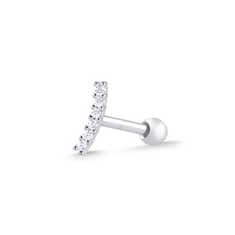 Piercing Flat de Prata Mini Curvado Zircônias Dibali Joias