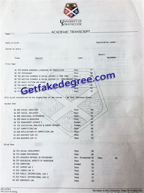 University Of Strathclyde Official Transcript Buy Fake High School