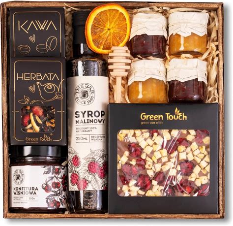 Green Touch Kosz Prezentowy Box Prezent Syrop Czekolada Konfitury