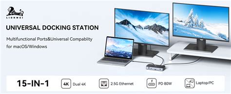 Displaylink Docking Station Dual Monitor 15 In 1 Universal Dockingstation Usb C Dock Mit Dual 4k