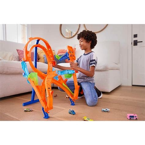 Mattel Hot Wheels Track Set With Hot Wheels Car Tall Figure Track For Race And Stunting