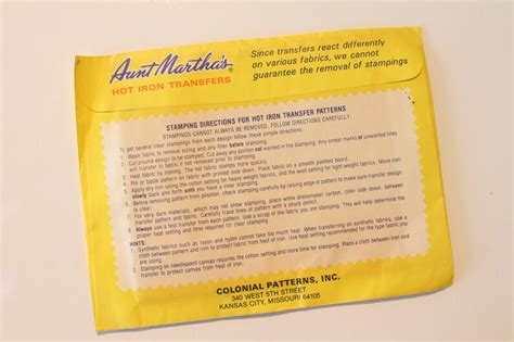 Aunt Martha S Hot Iron Transfers For Embroidery Textile Etsy