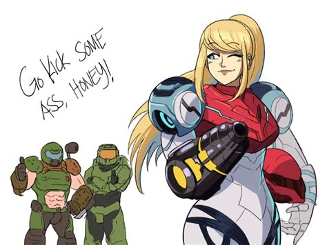 Samus Aran Doomguy And Master Chief Metroid And 4 More Drawn By