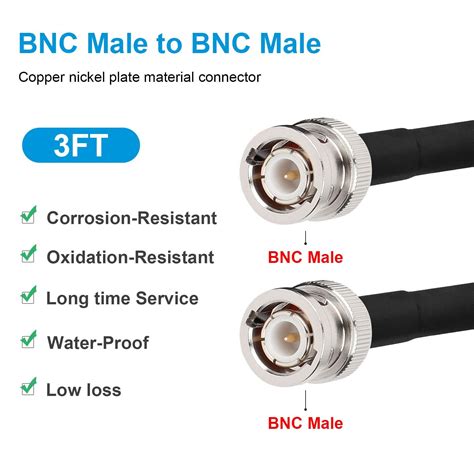 Bnc Coax Cable Mookeerf Bnc Coaxial Cable Rg8x Low Loss 50 Ohm Bnc Male To Bnc Male Extension