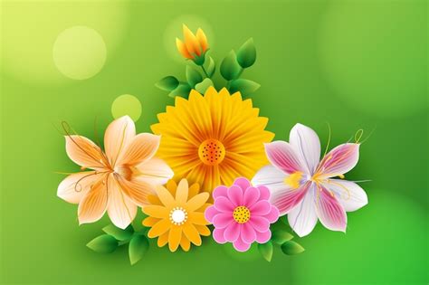 Colección de fondo de flores de primavera colorida | Vector Premium