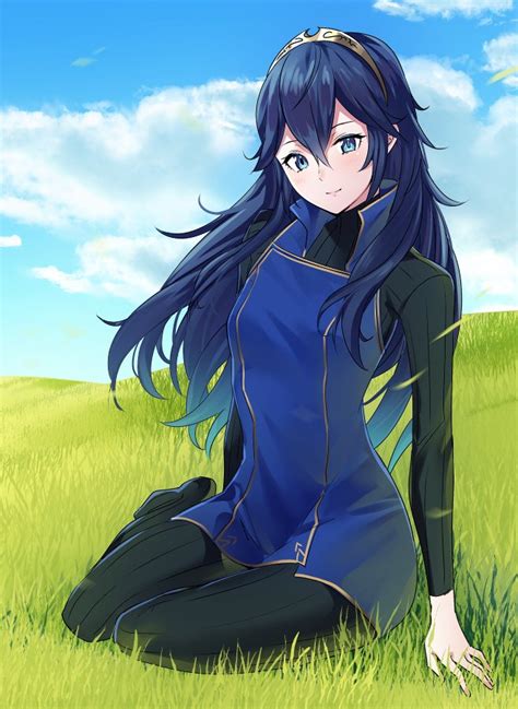 Safebooru 1girl Ameno A Meno0 Black Sweater Blue Eyes Blue Hair Blue Sky Blush Closed Mouth