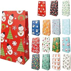 96pcs Christmas Goody Bags 16 Assorted Christmas Designs Treat Bags