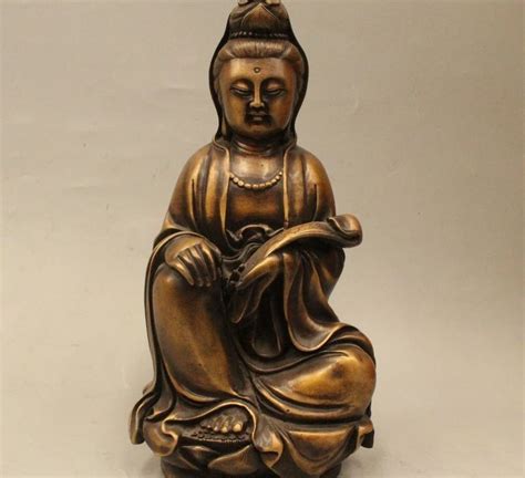 12 Chinese Buddhism Bronze Kwan Yin Guan Yin Goddess Ru Yi