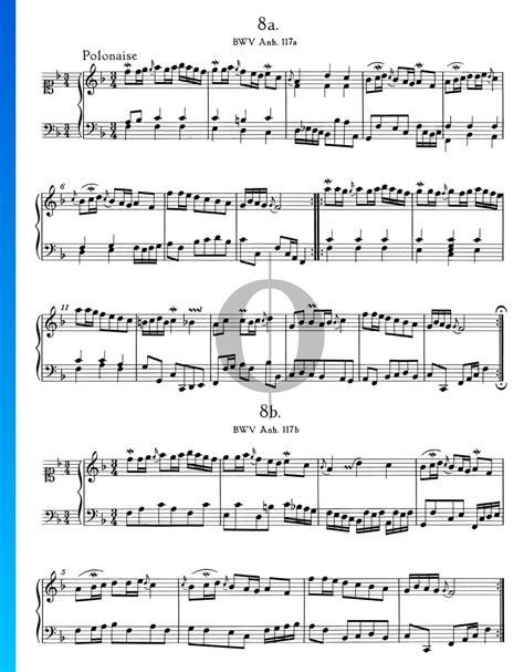 Polonaise F Major Bwv Anh Johann Sebastian Bach Piano Sheet