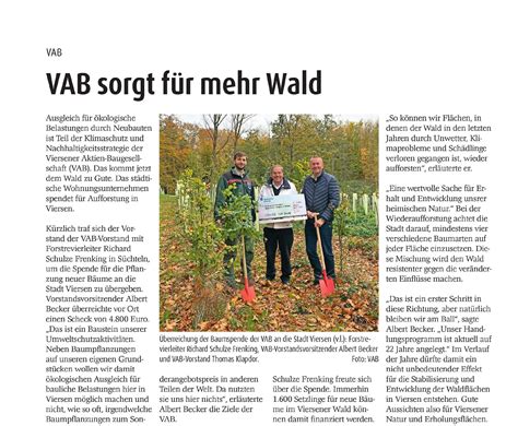 Vab Sorgt F R Mehr Wald Vab Viersen