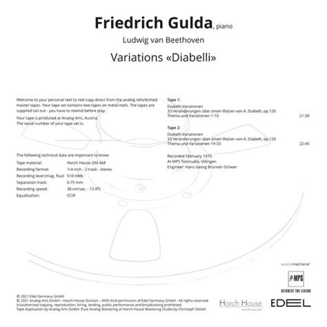 Friedrich Gulda Ludwig Van Beethoven Diabelli Variations Flourish