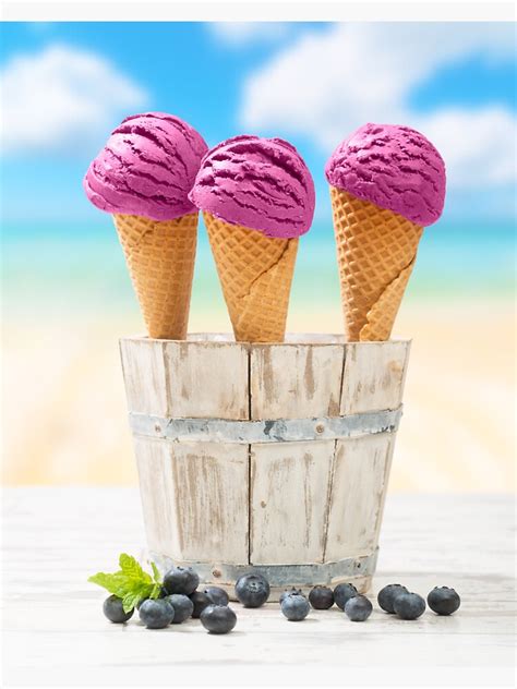 Ice Creams With Blueberries Sticker For Sale By AmandaElwell Redbubble