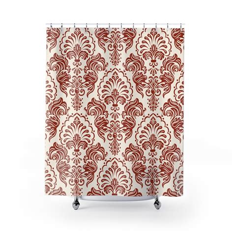 Elegant Terracotta Shower Curtain Boho Shower Curtain Shower Etsy