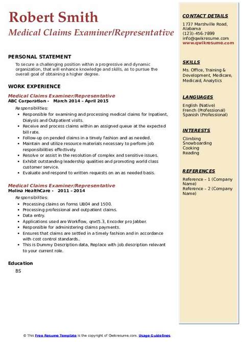 Insurance Claims Processor Job Description Financial Report