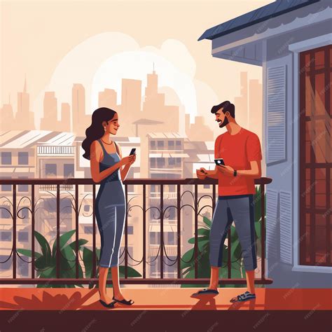 Premium AI Image | a cartoon illustration of two people on a balcony