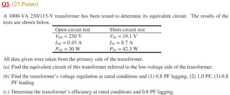 Solved Q Points A Va V Transformer Has Chegg