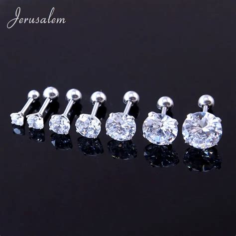 Cz Zircon Round Tragus Ear Stud Earrings Women Surgical Steel Earring