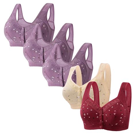 Fancifize Women 5 Pack Bras Plus Size Wirefree Everyday Bra Assorted