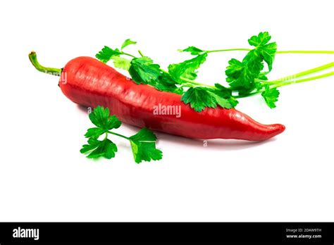 Series Of Photos Of Red Hot Chili Peppers On White Isolated Background With Empty Space And With