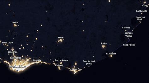 Así se ve Uruguay por la noche: mapa del tendido eléctrico visto desde ...