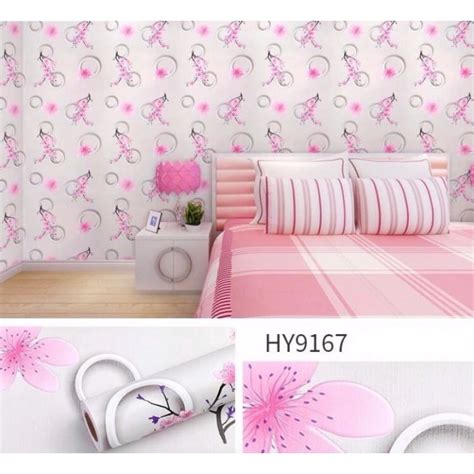 Jual Wallpaper Dinding Sticker Motif Bunga Sakura Pink Polkadot