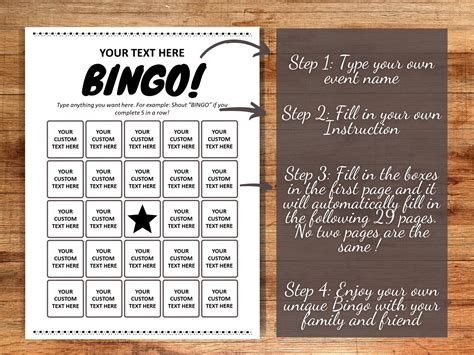 CUSTOM BINGO Card-autofill Bingo Sheet-personalize Your Bingo-30