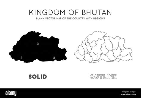 Bhutan Map Blank Vector Map Of The Country With Regions Borders Of