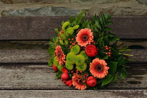 Free photo: autumn flowers, bouquet, gerbera, autumn colours, birthday ...