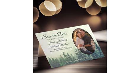 Rustic Green Forest With Oval Photo Wedding Save The Date Zazzle