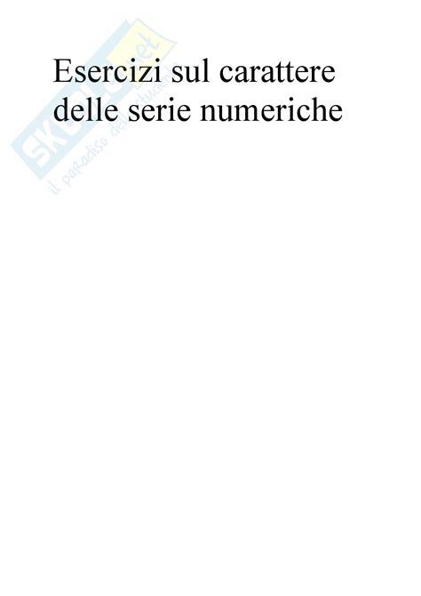 Carattere Delle Serie Numeriche