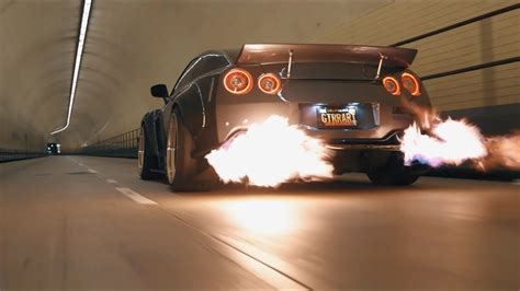 Insane Liberty Walk Nissan Gtr R Shooting Flames Dark Knight