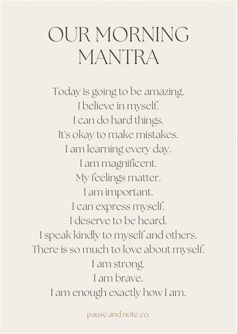 Printable A4 Family Morning Mantra | Morning mantra, Positive self ...