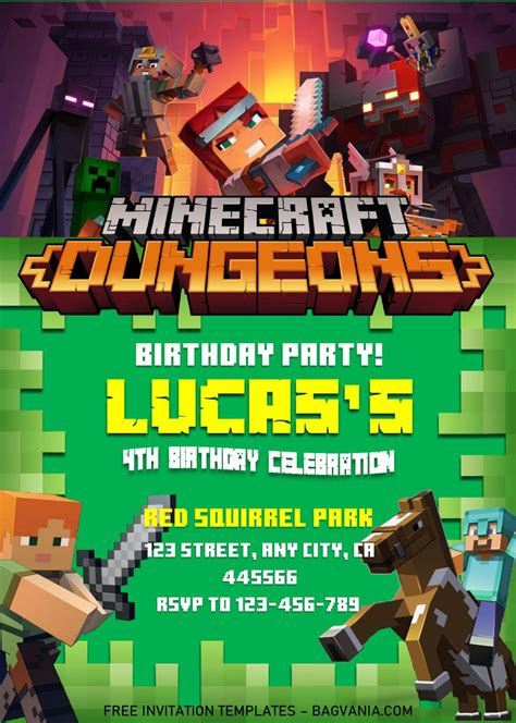 Minecraft birthday invitation templates – editable with ms word – Artofit