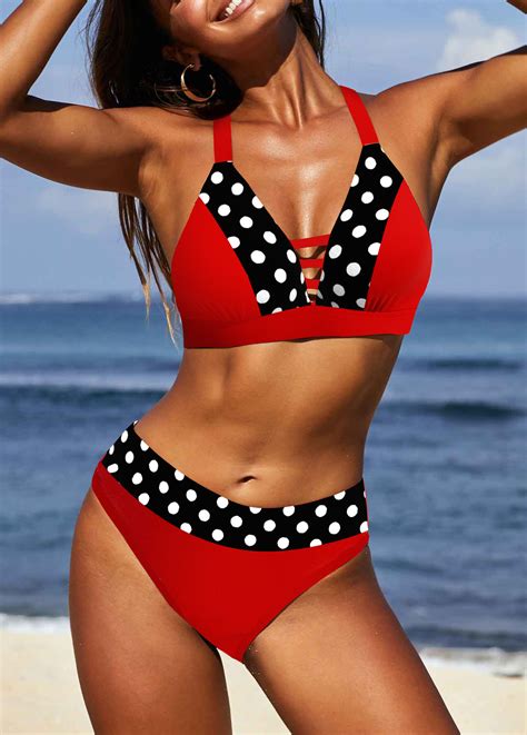 Mid Waisted Polka Dot Red Bikini Bottom Modlily Usd