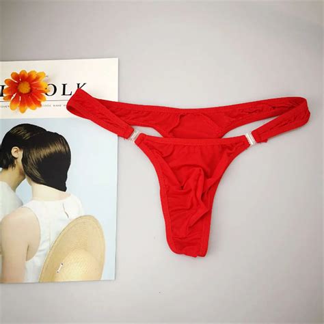 Mens Sexy Bulge Pouch Thong Button Down Erotic Gay Underwear With Big Pouch Hot G String Plus