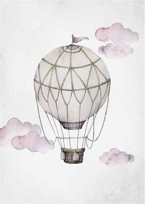 Watercolor Hot Air Balloon Poster Barntavlor