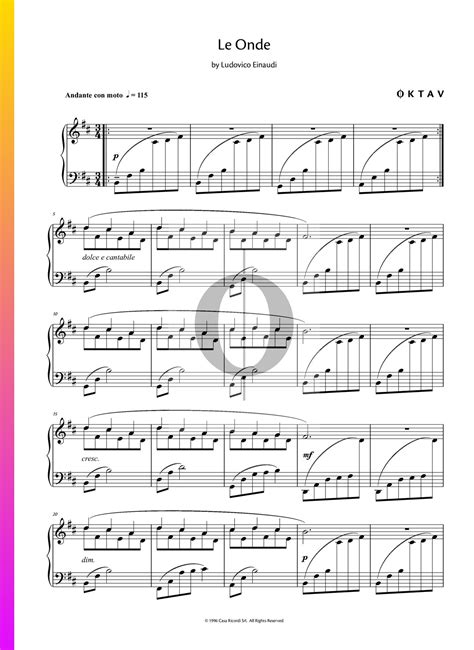 Le Onde Ludovico Einaudi Piano Sheet Music Oktav