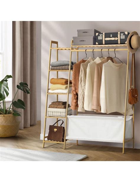 Oikiture Clothes Rack Garment Coat Stand Wardrobe Hanging Rail Storage