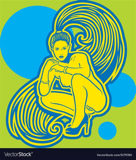 Nude Study In Blue And Green Royalty Free Vector Image