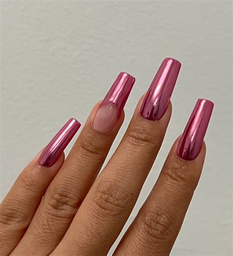 Malibu Barbie Hot Pink Mirror Chrome Nails Gel X Shiny Etsy