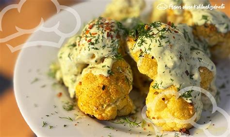 Gebackener Blumenkohl mit Fetasoße Essen ohne Kohlenhydrate