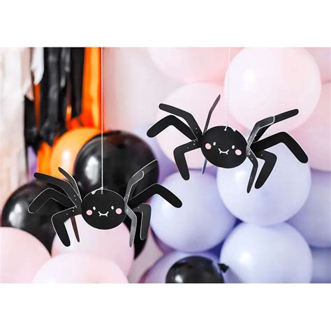 Halloween Pynt Hængede Edderkopper 5 stk PartyDeco Kagegrisen dk