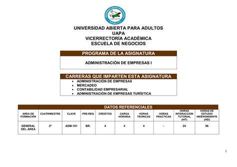 Adm 101 Administraci Universidad Abierta Para Adultos